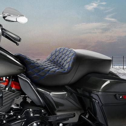 Blue Stitching Driver Passenger Seat Fit For Harley Touring Glide Trike 09-23