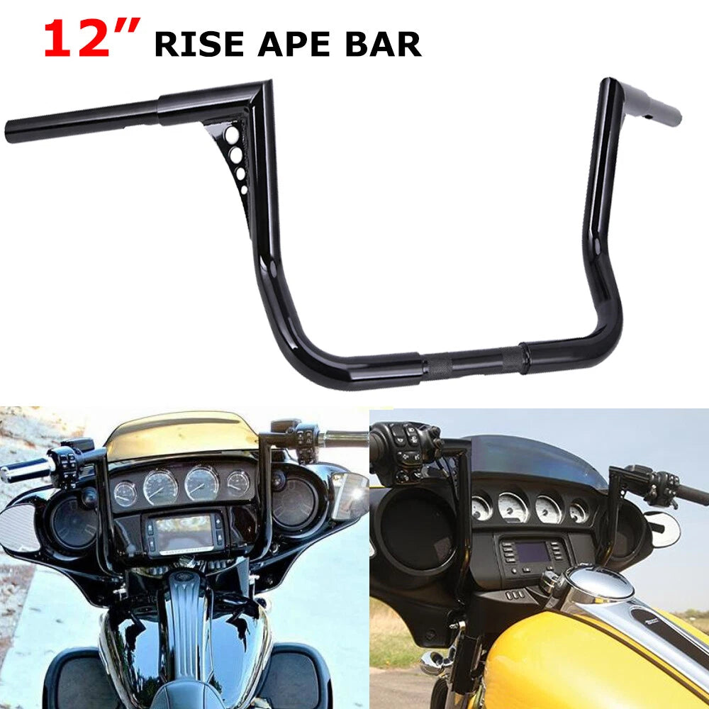 12" Rise Ape Hanger Handlebar For Harley Touring Road Street Electra Glide 82-Up