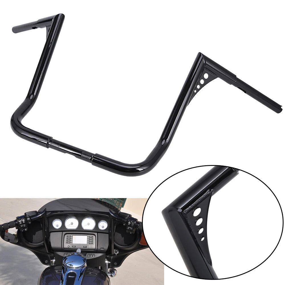 Black 16" Rise 1 1/4" Ape Hangers Bars Handlebar For Harley Electra Street Glide