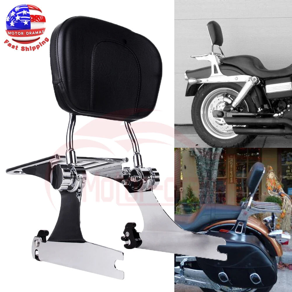 Passenger Adjustable Backrest Sissy Bar Luggage Rack For Harley Dyna FXD 2002-05