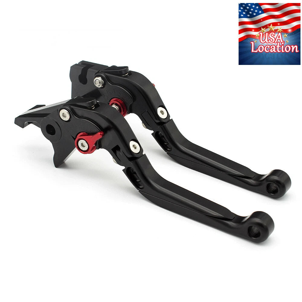 For Honda MONKEY Z125 2018-2024 Fold Extend Brake Clutch Levers Grips Black Set