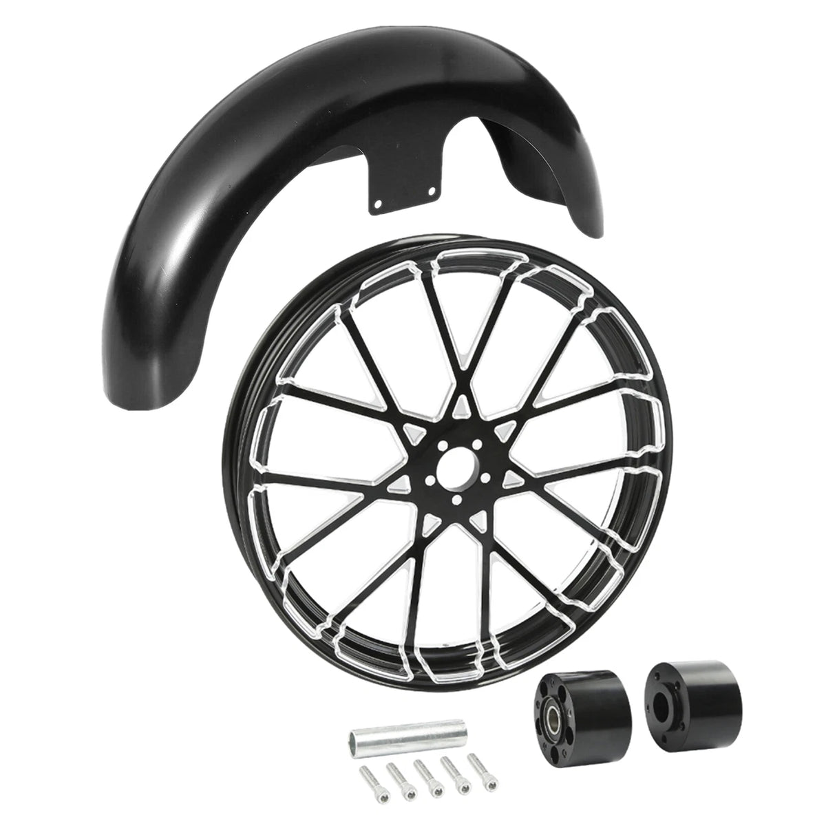 21" Front Wheel Rim Dual Hub & Fender Fit For Harley Electra Road Glide 2008-13