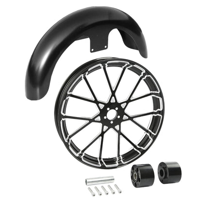 21" Front Wheel Rim Dual Hub & Fender Fit For Harley Electra Road Glide 2008-13