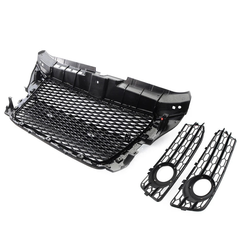 Black Front Honeycomb Grill Fog Light Cover Set For Audi A3 8P 2009-2012 2010