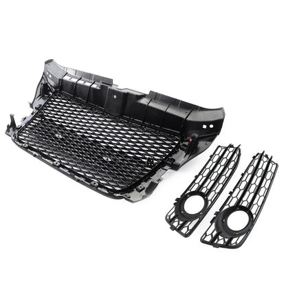 Black Front Honeycomb Grill Fog Light Cover Set For Audi A3 8P 2009-2012 2010