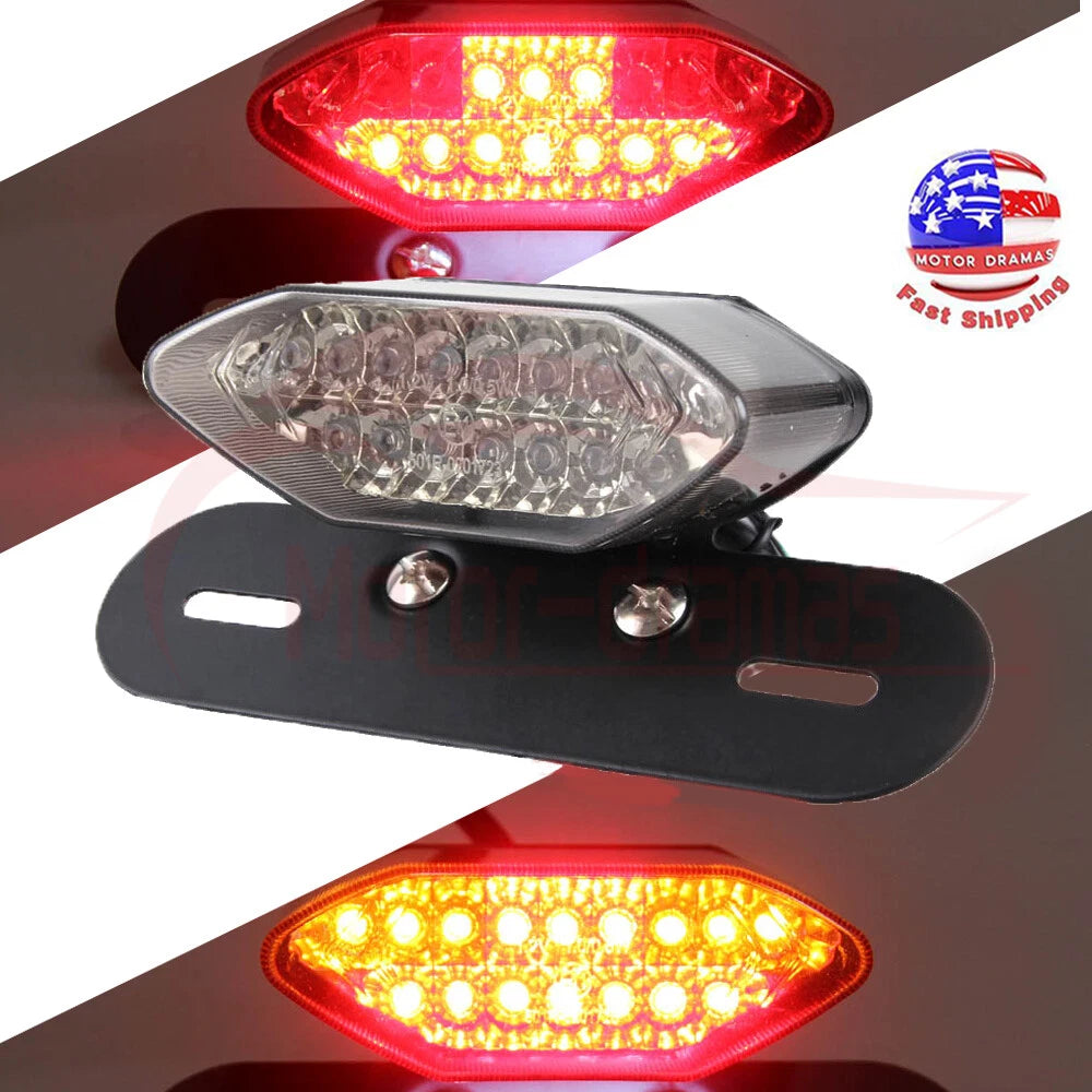 12V Smoke 20LED Motorcycle Brake Tail Turn Signal License Plate Integrated Light