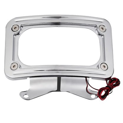 Curved Laydown License Plate Mount Frame Light Fit For Harley Street Road Glide