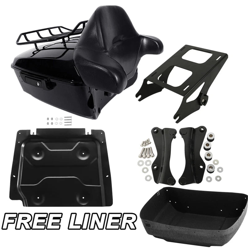 Black King Trunk Pad Mount Rack Docking Plate Fit For Harley Road Glide 14-25 24