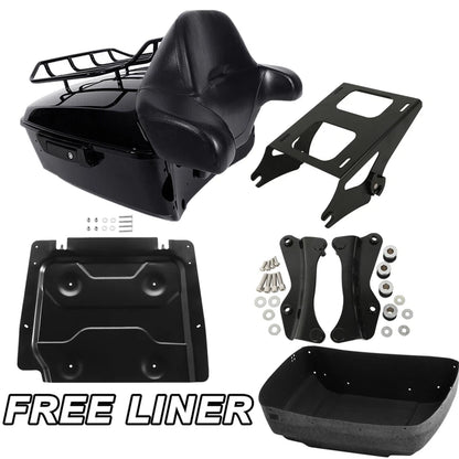 Black King Trunk Pad Mount Rack Docking Plate Fit For Harley Road Glide 14-25 24