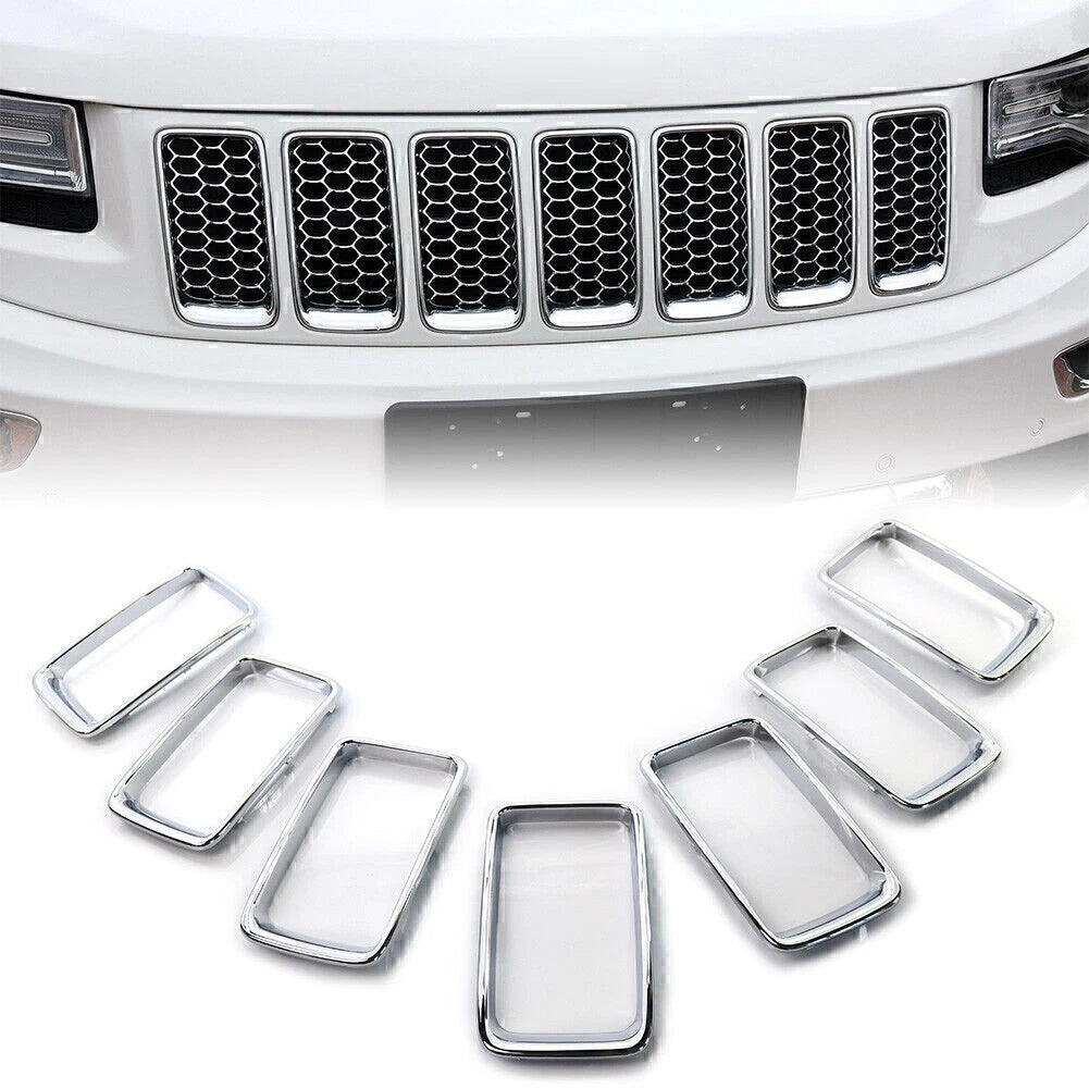 Front Grille Grill Insert Ring Trim Cover For Jeep Grand Cherokee 2014-16 Chrome