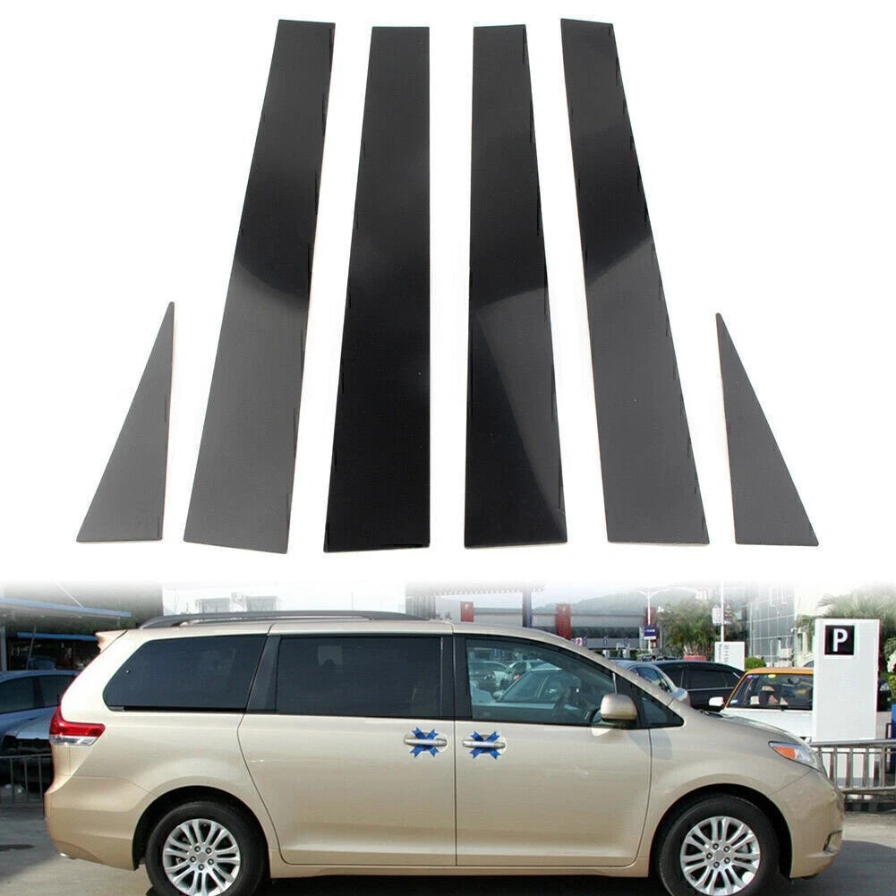 6Pcs Set Pillar Posts Door Trim Cover Kit Black Fit TOYOTA Sienna 2004-2010 09