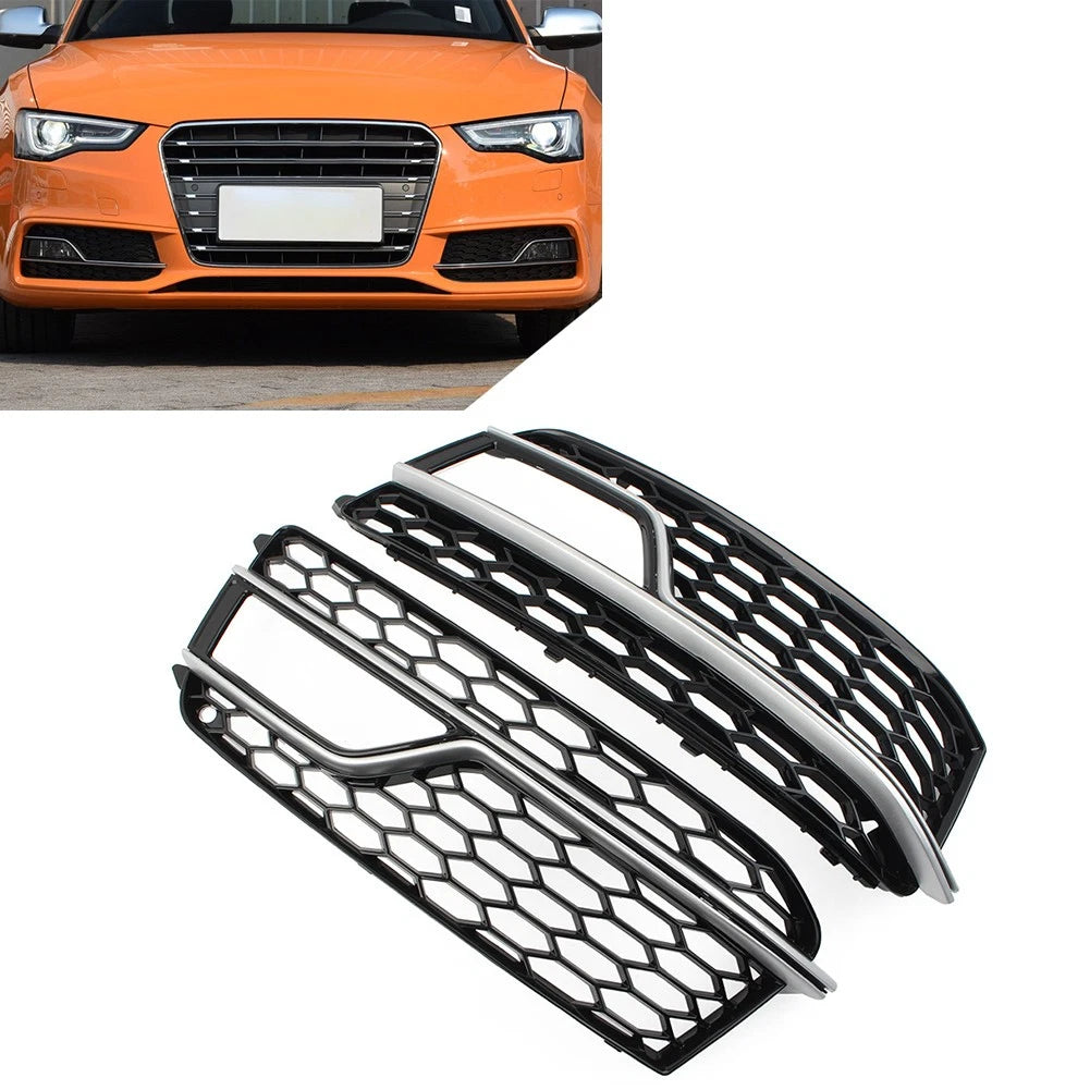 1 Pair Front Bumper Mesh Fog Light Grille Cover For Audi A5 S5 2013-2017