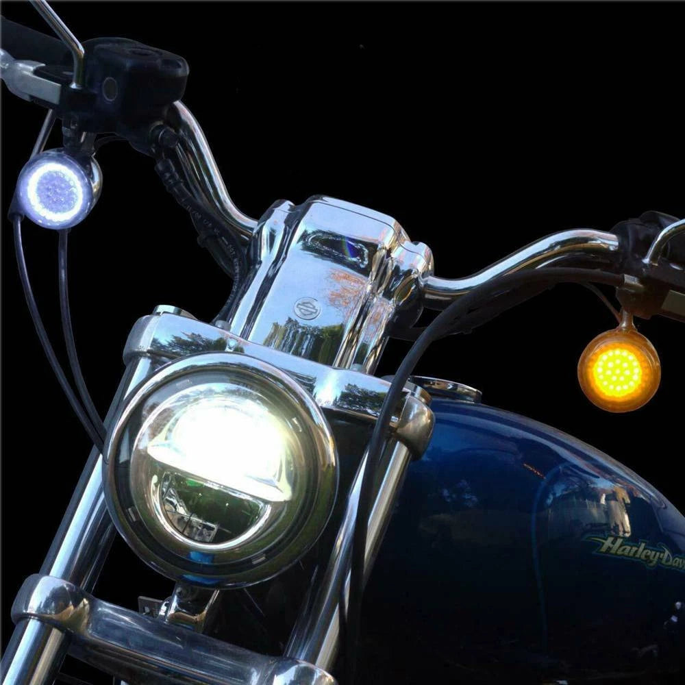 2" Bullet LED Turn Signal Lights 1157 For Harley Touring Amber/White Motorcycle