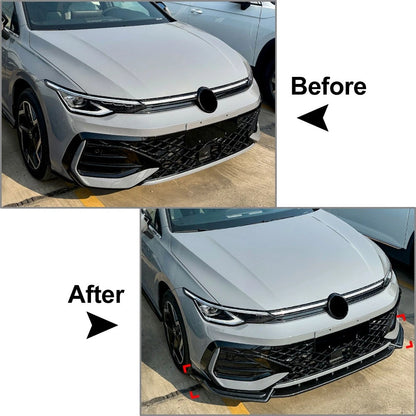 Glossy Black Front Bumper Splitter Lip Diffuser Spoiler For VW Golf MK8.5 24-25
