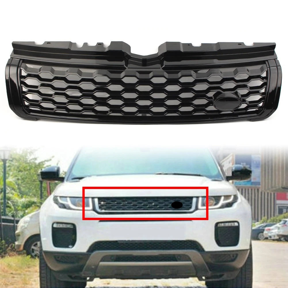Front Bumper Center Upper Grille Glossy Black For Range Rover Evoque 2010-2018