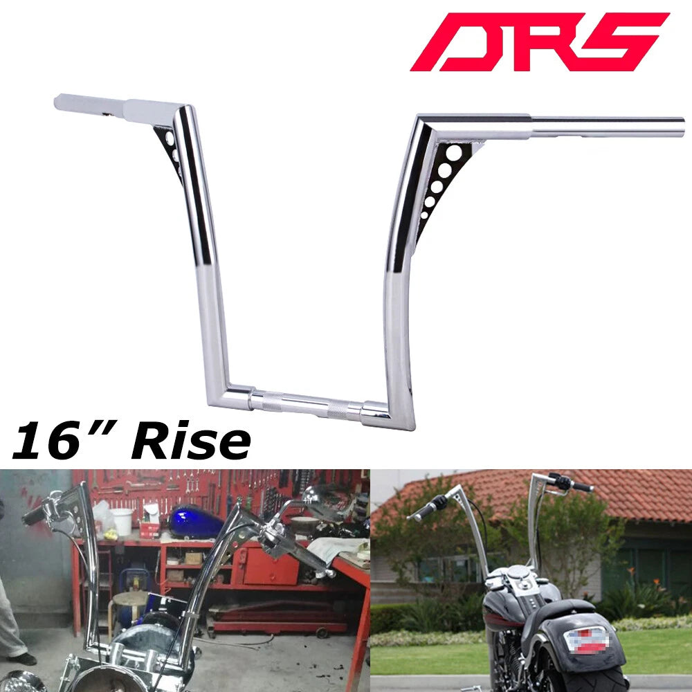 Chrome 16" Rise 1 1/4" Ape Hangers Handlebar For Harley Softail Sportster Custom