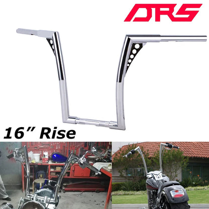 Chrome 16" Rise 1 1/4" Ape Hangers Handlebar For Harley Softail Sportster Custom