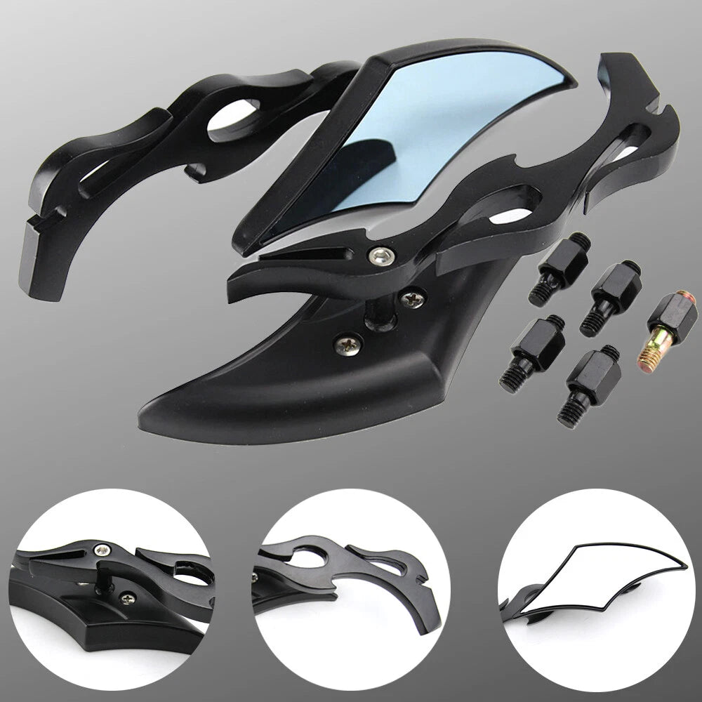 Black Motorcycle Mirrors For Harley Touring Street Glide Road King Softail Dyna