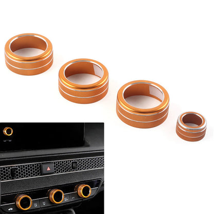 4x Console AC Climate Control Knob Ring Cover For Honda Civic 11th 2022+ Orange