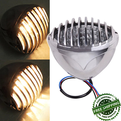 Motorcycle Headlight Finned Grill Aluminum For Harley Chopper Bobber Cafe racer
