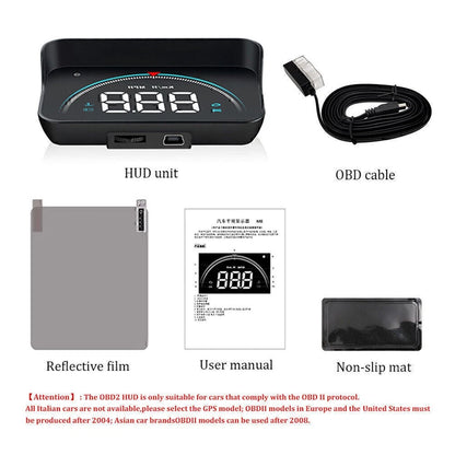 M8 Car HUD Head-up Display OBD2 II Overspeed Warning System Speed Voltage Alarm
