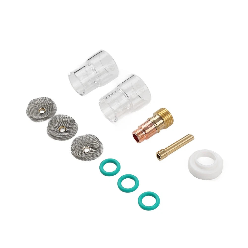 11pcs TIG Welding Torch Stubby Gas Lens #12 Pyrex Glass Cup Kit For WP-17/18/26