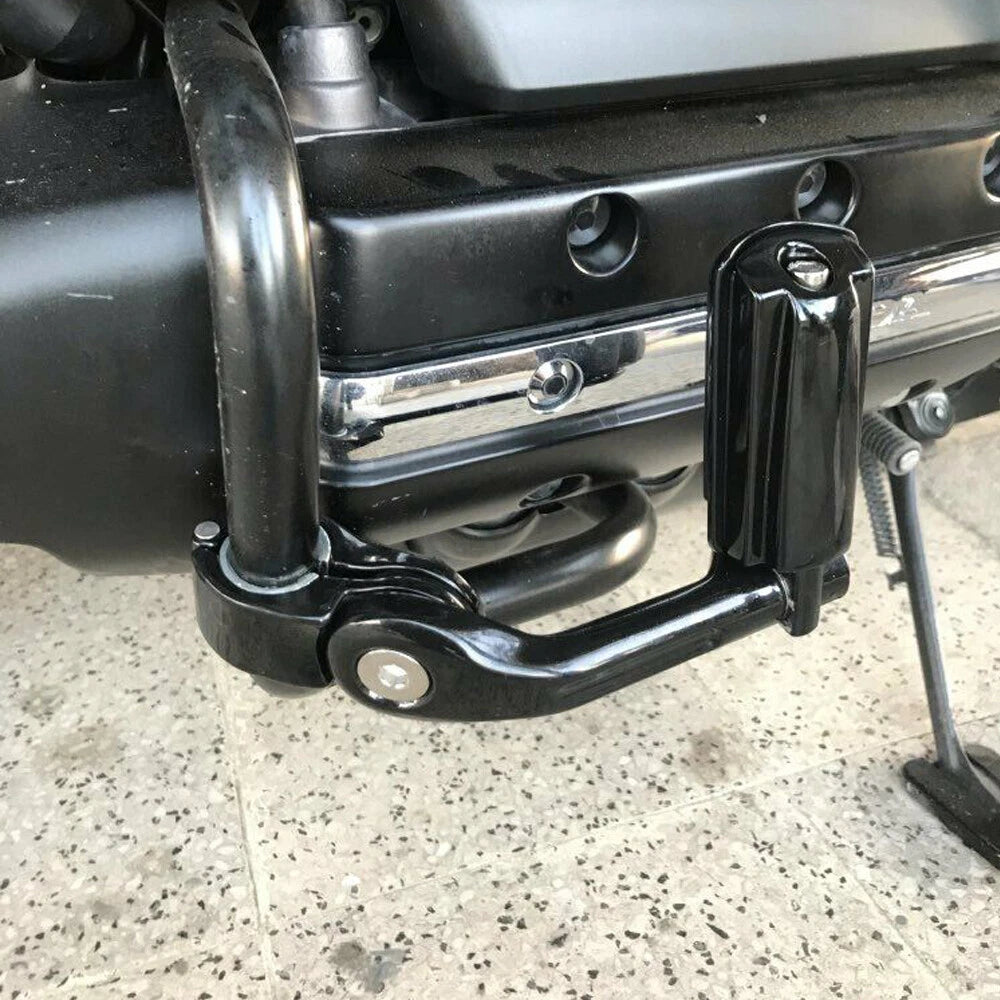 1.25" 32mm Gloss Black Long Angled Highway Engine Guard Foot Pegs Kit For Harley