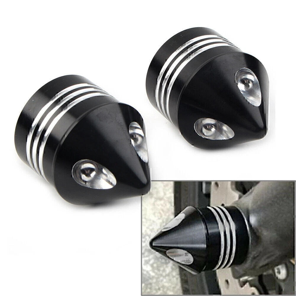 2Pcs Black Front Axle Cap Nut Cover For Harley Electra Glide Sportster FLHX