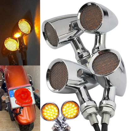 4X Chrome Bullet Motorcycle LED Turn Signal Brake Running Tail Light For Harley