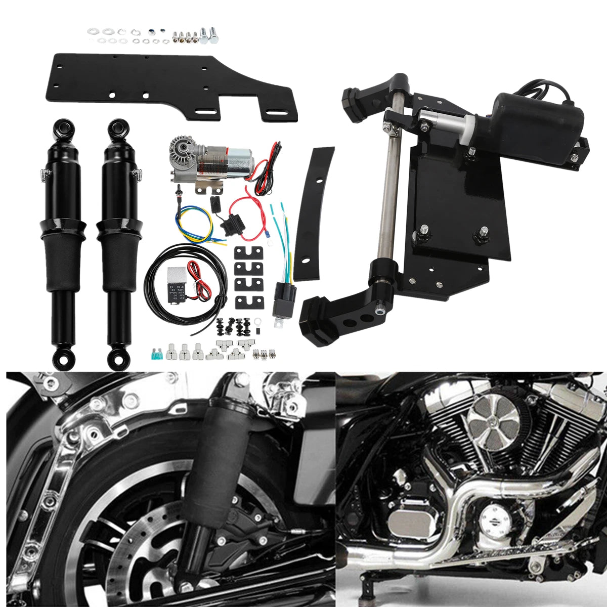 Rear Air Ride Suspension & Electric Center Stand For Harley Street Glide 09-16