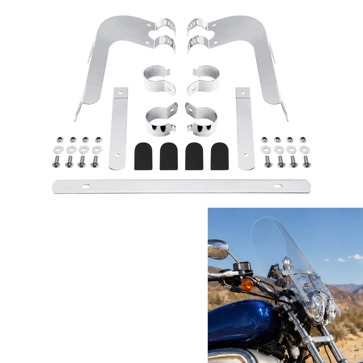 39mm Windshield Screen Bracket Fit For Harley Sportster XL883 1200 Dyna Chrome