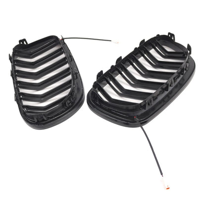 Glossy Black Front Kidney Grille W/ Light Strip For BMW 5 Series F10 F11 2010-16