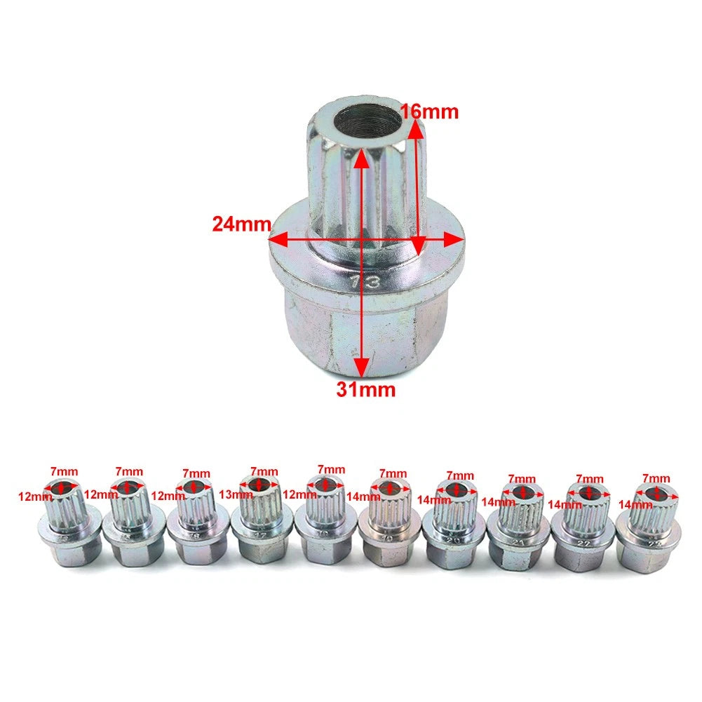 Anti-theft Wheel Bolt Lock Nut Key Adapter For BMW 1 3 5 6 7 Series 19 teeth