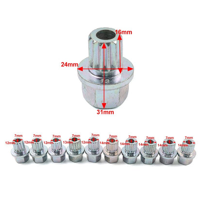 Anti-theft Wheel Bolt Lock Nut Key Adapter For BMW 1 3 5 6 7 Series 19 teeth