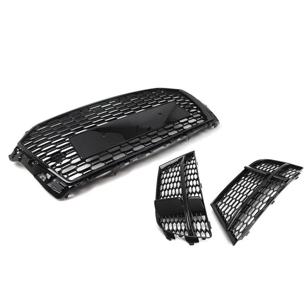 Front Honeycomb Grille With Fog Light Grille Cover Kit For Audi A3 2016-2019 US