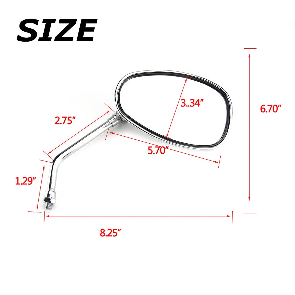 Chrome Motorcycle Mirrors For Honda Shadow Spirit 750 1100 VTX1300 VTX1800 10MM
