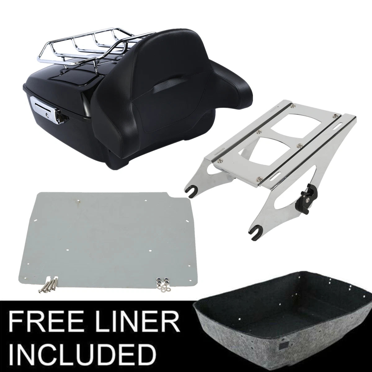 King Trunk Backrest Mount Rack Plate For Harley Touring Electra Glide 2014-26 24
