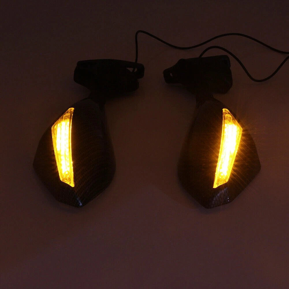Rearview Mirrors W/ LED Turn Signal Indicator For Ducati Honda Kawasaki Yamaha