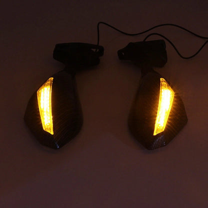Rearview Mirrors W/ LED Turn Signal Indicator For Ducati Honda Kawasaki Yamaha