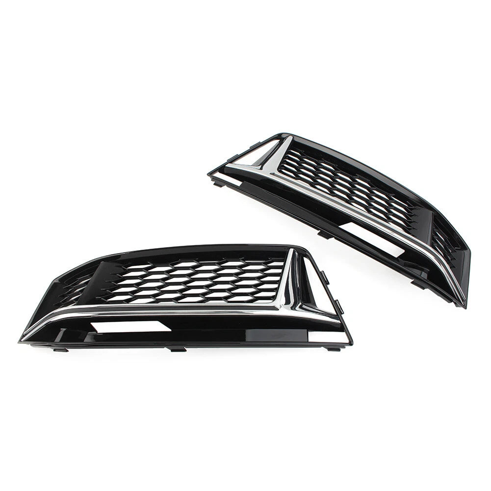 Front Bumper Fog Light Grille Cover Honeycomb For Audi A4 B9 S4 2016-2018