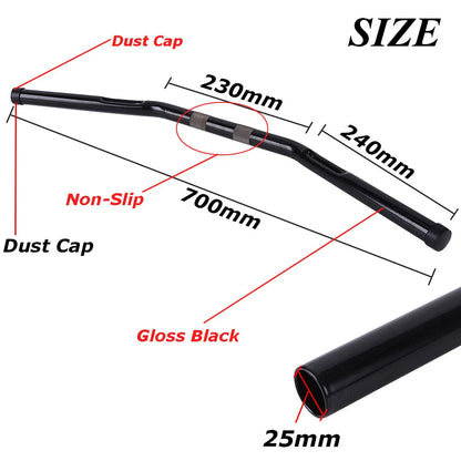 1" Gloss Black Motorcycle Flat Handlebar Drag Bars For Chopper Bobber Cafe Racer
