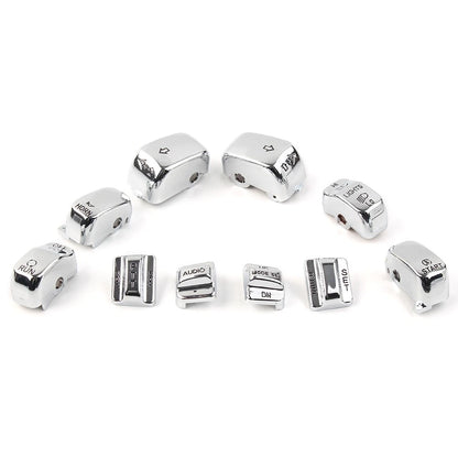10pcs Hand Control Switch Cover Button Cap Set For Harley Touring 1996-13 Chrome