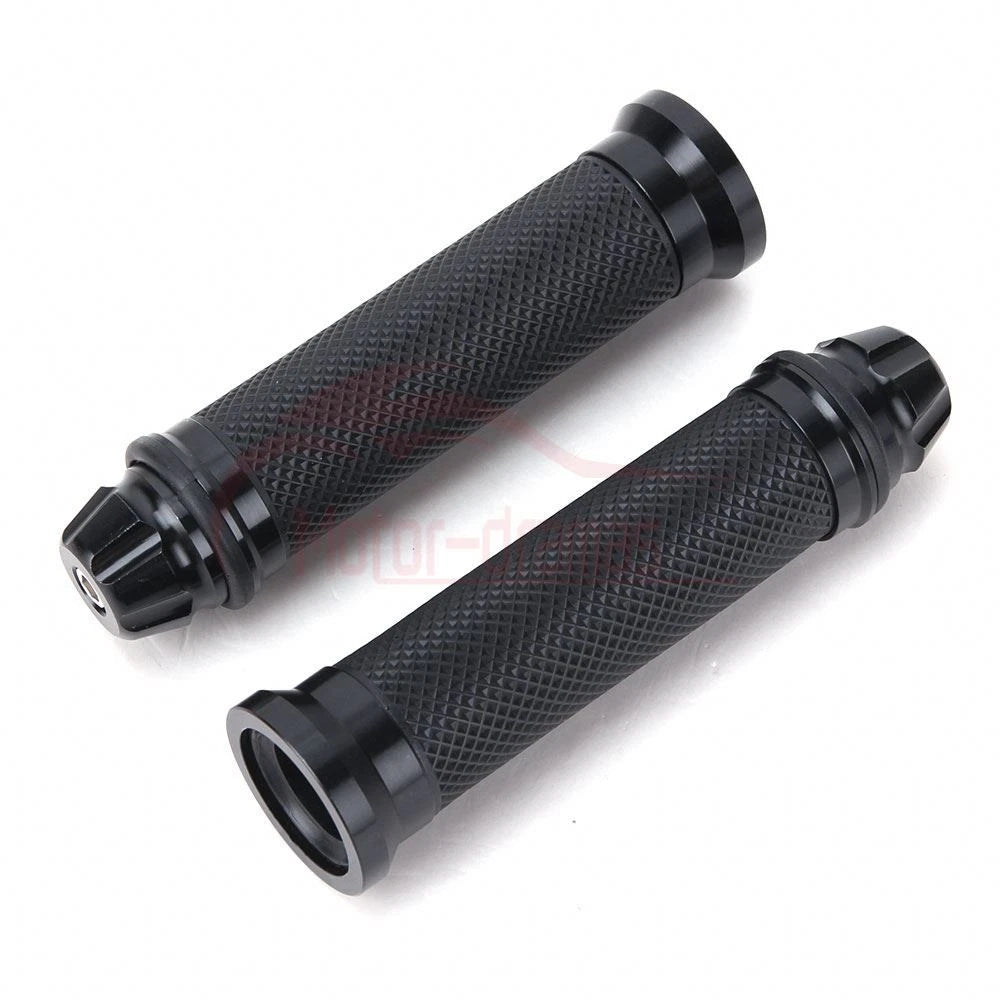 Black Motorcycle Rubber Gel CNC Hand Grips For 7/8" 22mm Handlebar Sports Bike