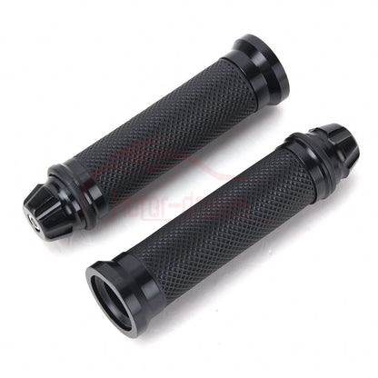 Black Motorcycle Rubber Gel CNC Hand Grips For 7/8" 22mm Handlebar Sports Bike