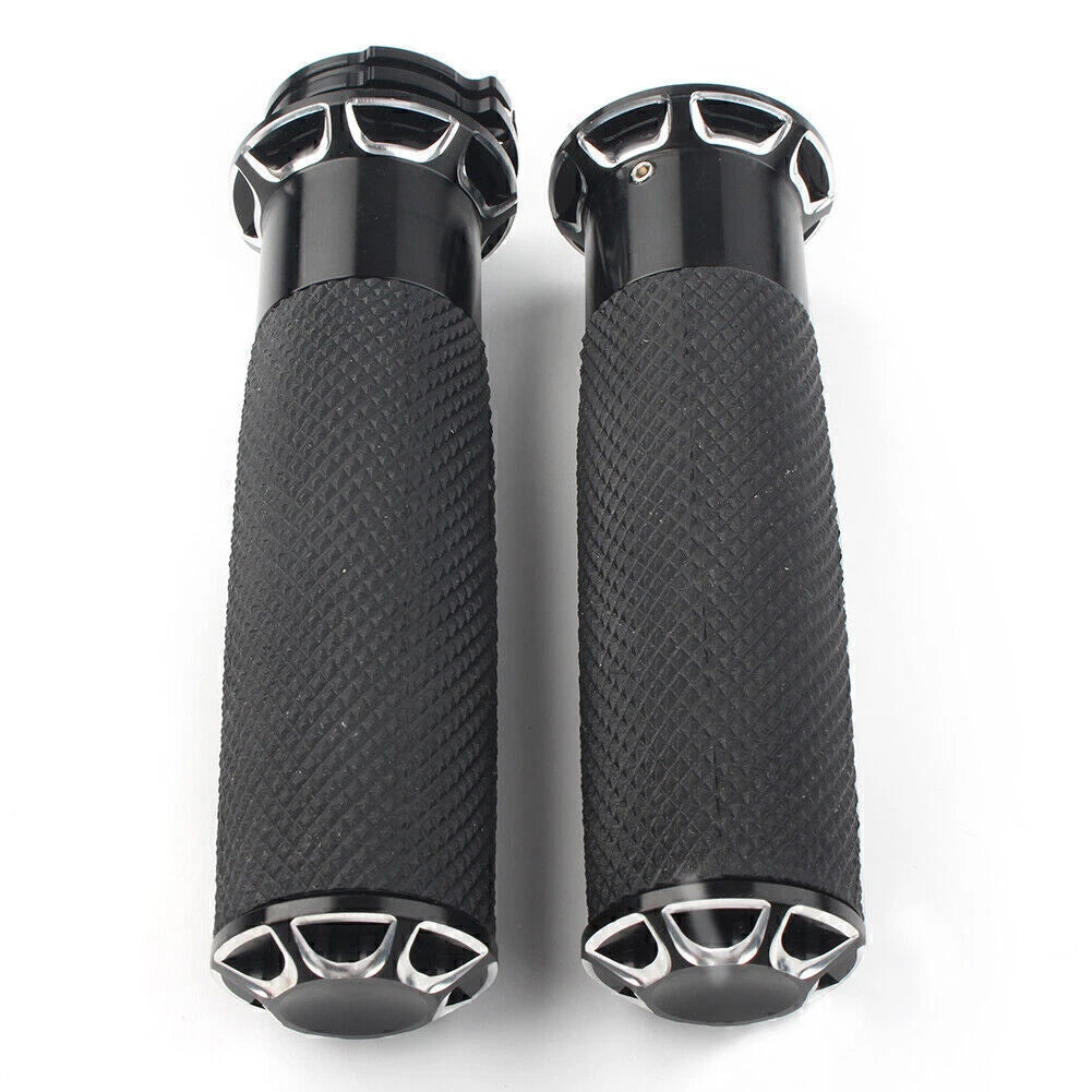 1" Handle Bar Hand Grips 25mm Black Fit Harley Touring Sportster XL883 XL1200
