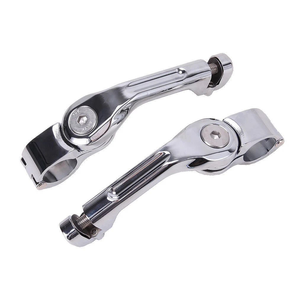 Chrome Long Foot Pegs Mounts Clamps For Harley 1 1/4" Highway Engine Guard Bars