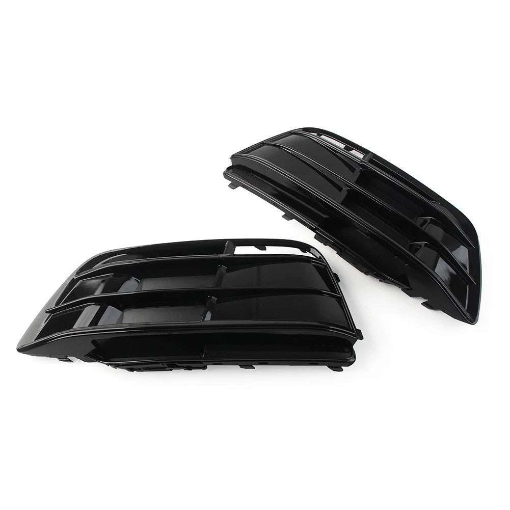 1 Pair Black Front Bumper Fog Light Grille Cover For Audi Q5 SQ5 2018-2022