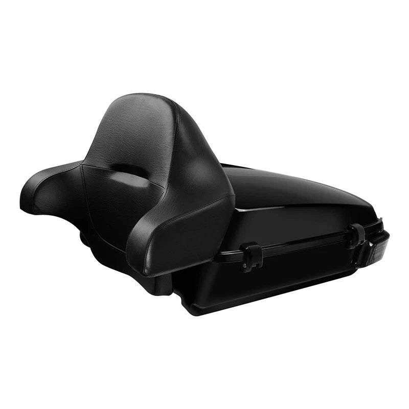 Black Chopped Trunk Backrest Pad LED Light For Harley Street Road Glide 2014-26
