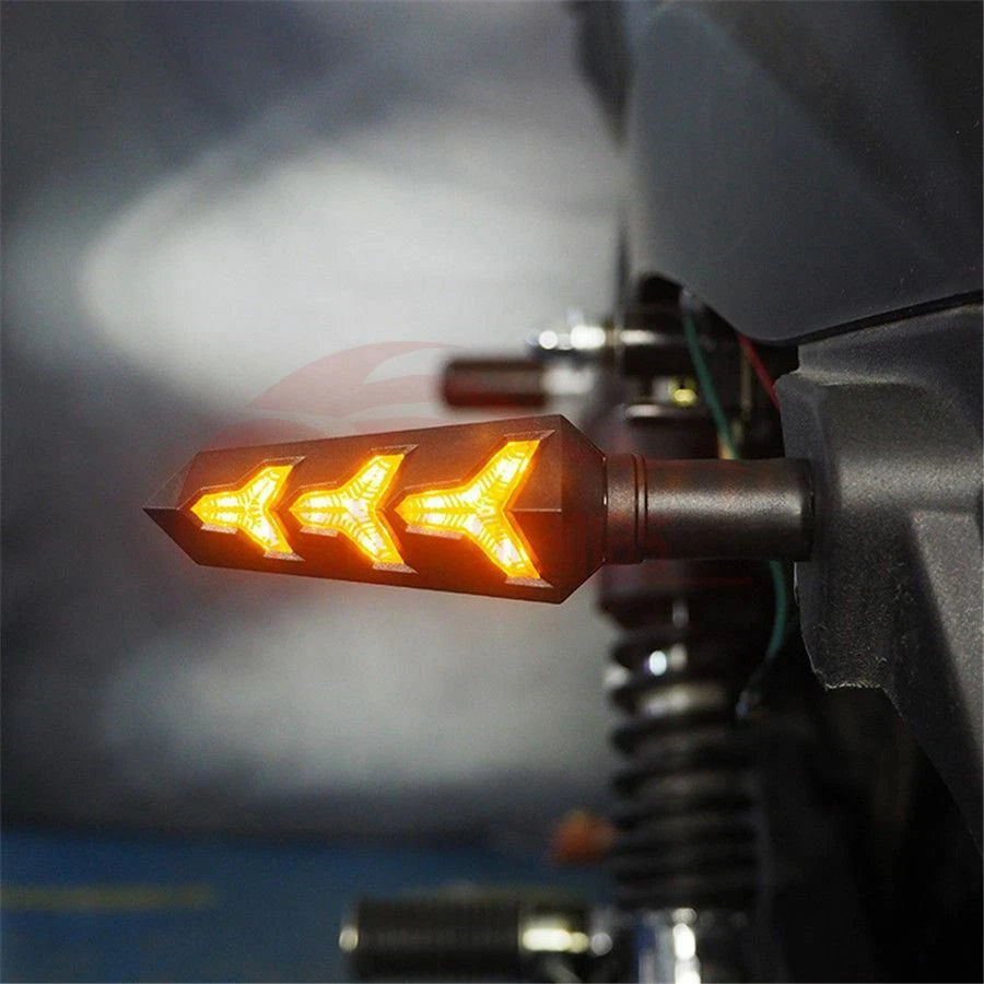 2x Motorcycle turn signal Indicators Blinkers Flexible Bendable Amber light lamp