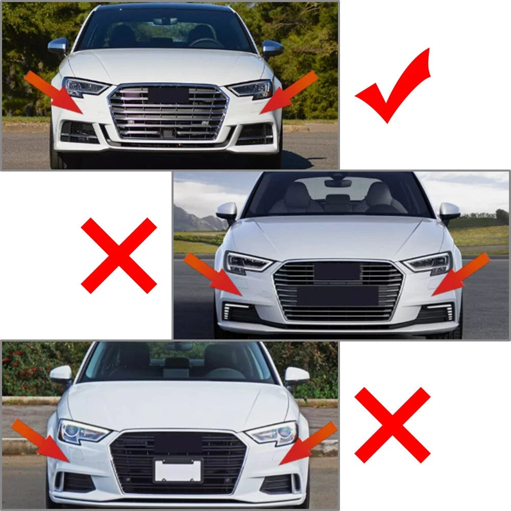 Glossy BLK Front Bumper Lower Lip Spoiler Body Kit For Audi A3 S3 8V Sedan 17-20